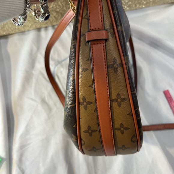 Designer Monogram Shoulder Bag with Gold Chain - Picture 3 of 5